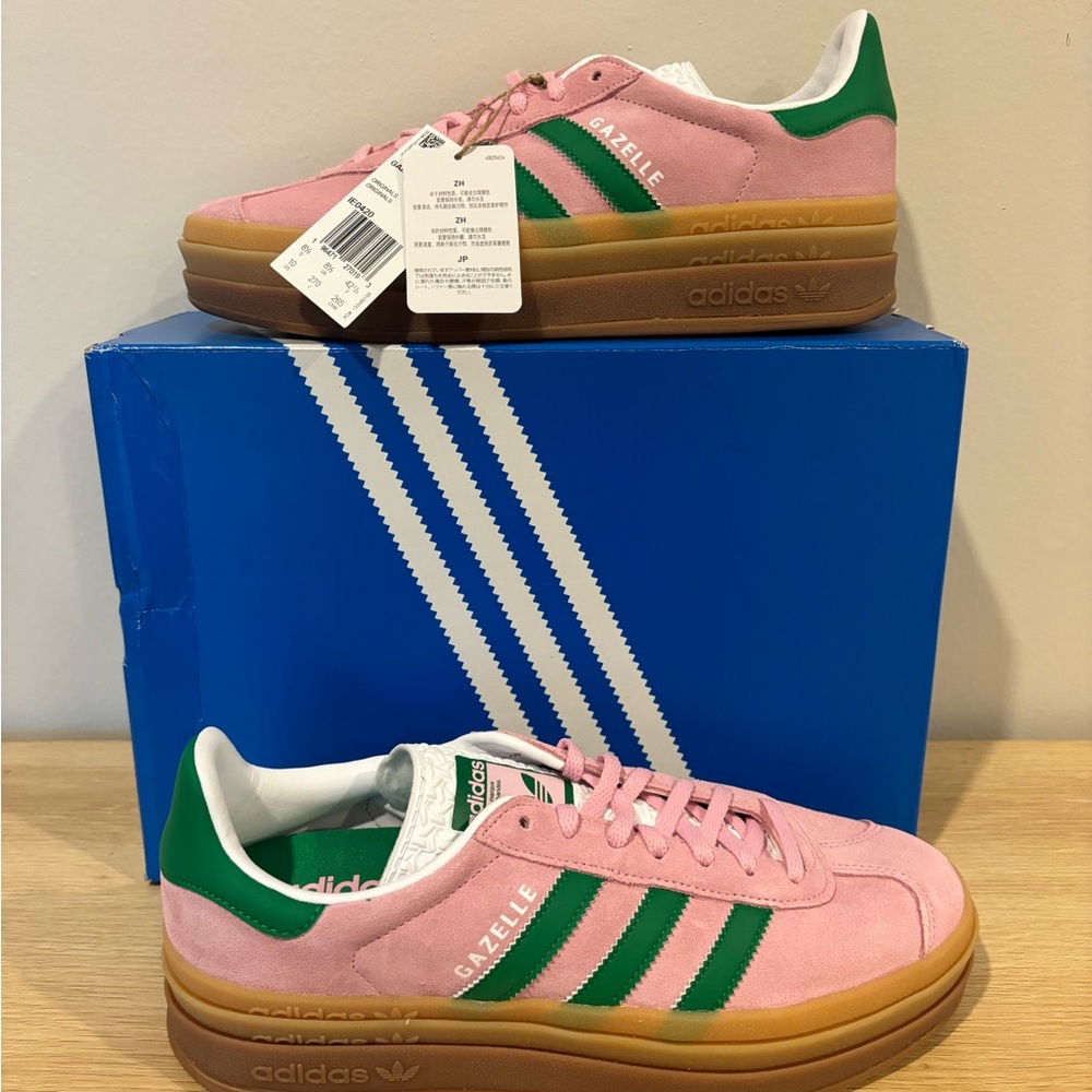 Adidas Gazelle Pink and Green Sneakers